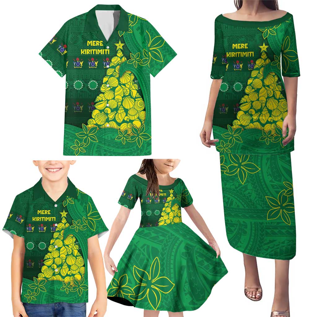 Cook Islands Christmas Family Matching Puletasi and Hawaiian Shirt Seashell Xmas Tree Tribal Waves DT05 - Polynesian Pride