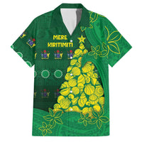Cook Islands Christmas Family Matching Summer Maxi Dress and Hawaiian Shirt Seashell Xmas Tree Tribal Waves DT05 Dad's Shirt - Short Sleeve Green - Polynesian Pride