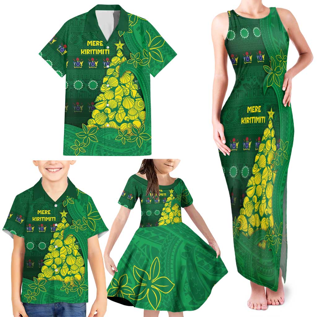 Cook Islands Christmas Family Matching Tank Maxi Dress and Hawaiian Shirt Seashell Xmas Tree Tribal Waves DT05 - Polynesian Pride
