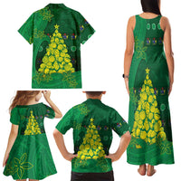 Cook Islands Christmas Family Matching Tank Maxi Dress and Hawaiian Shirt Seashell Xmas Tree Tribal Waves DT05 - Polynesian Pride