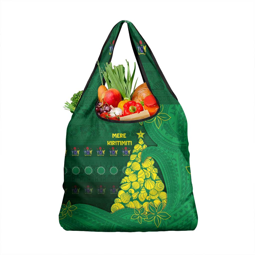 Cook Islands Christmas Grocery Bag Seashell Xmas Tree Tribal Waves DT05 1-pack One Size Green - Polynesian Pride