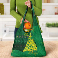 Cook Islands Christmas Grocery Bag Seashell Xmas Tree Tribal Waves DT05 - Polynesian Pride
