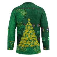 Cook Islands Christmas Hockey Jersey Seashell Xmas Tree Tribal Waves - Polynesian Pride