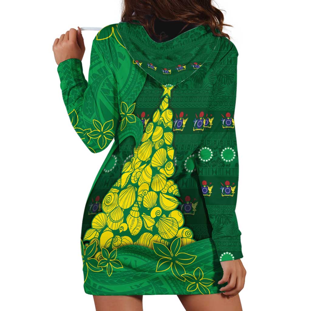 Cook Islands Christmas Hoodie Dress Seashell Xmas Tree Tribal Waves DT05 - Polynesian Pride