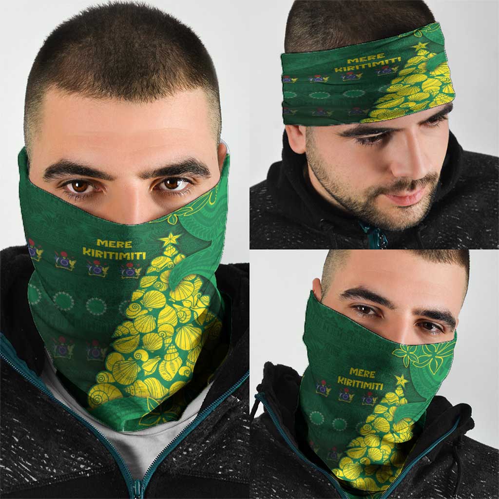 Cook Islands Christmas Neck Gaiter Seashell Xmas Tree Tribal Waves - Polynesian Pride