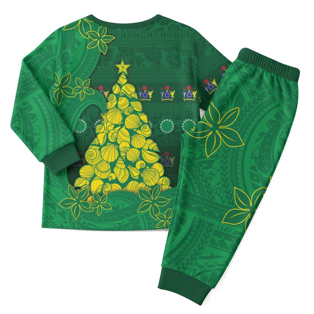 Cook Islands Christmas Pajama Set Seashell Xmas Tree Tribal Waves - Polynesian Pride