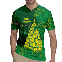 Cook Islands Christmas Rugby Jersey Seashell Xmas Tree Tribal Waves DT05 - Polynesian Pride