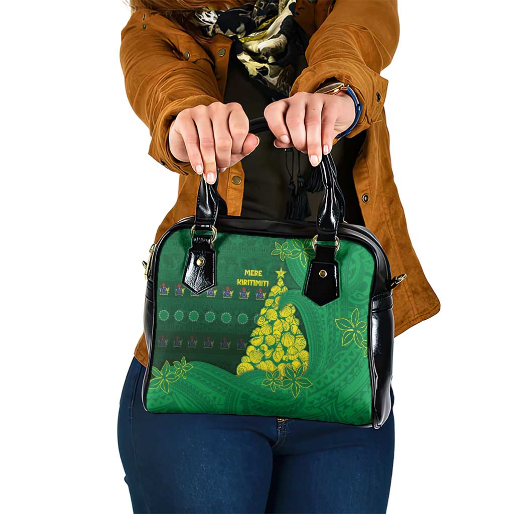 Cook Islands Christmas Shoulder Handbag Seashell Xmas Tree Tribal Waves - Polynesian Pride
