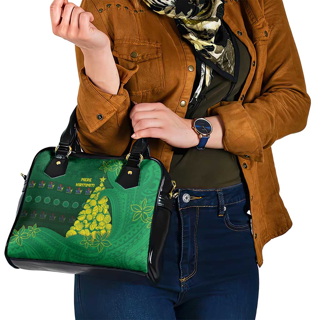 Cook Islands Christmas Shoulder Handbag Seashell Xmas Tree Tribal Waves - Polynesian Pride