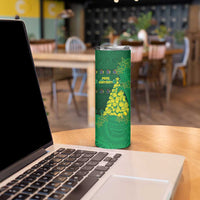 Cook Islands Christmas Skinny Tumbler Seashell Xmas Tree Tribal Waves - Polynesian Pride