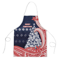 Wallis And Futuna Christmas Apron Seashell Xmas Tree Tribal Waves DT05 Navy - Polynesian Pride
