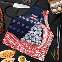 Wallis And Futuna Christmas Apron Seashell Xmas Tree Tribal Waves DT05 Navy - Polynesian Pride