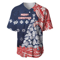 Wallis And Futuna Christmas Baseball Jersey Seashell Xmas Tree Tribal Waves - Polynesian Pride