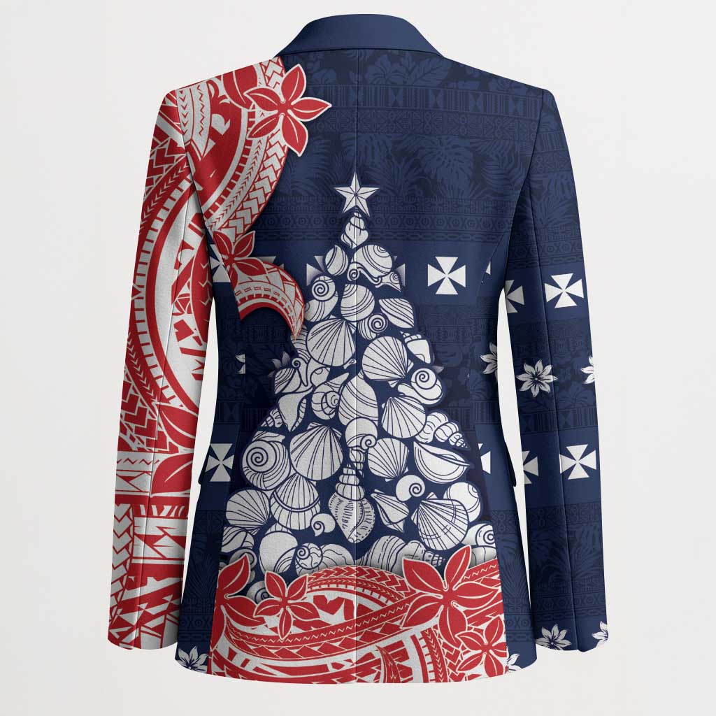 Wallis And Futuna Christmas Blazer Seashell Xmas Tree Tribal Waves DT05 - Polynesian Pride