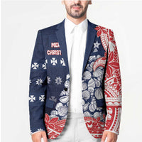 Wallis And Futuna Christmas Blazer Seashell Xmas Tree Tribal Waves DT05 - Polynesian Pride