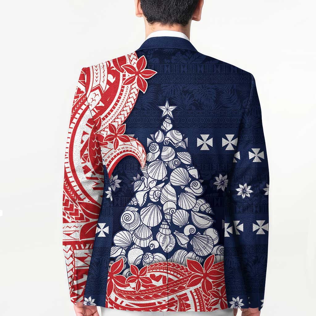 Wallis And Futuna Christmas Blazer Seashell Xmas Tree Tribal Waves DT05 - Polynesian Pride