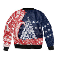 Wallis And Futuna Christmas Bomber Jacket Seashell Xmas Tree Tribal Waves DT05 - Polynesian Pride