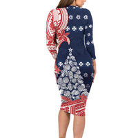 Wallis And Futuna Christmas Family Matching Long Sleeve Bodycon Dress and Hawaiian Shirt Seashell Xmas Tree Tribal Waves DT05 - Polynesian Pride