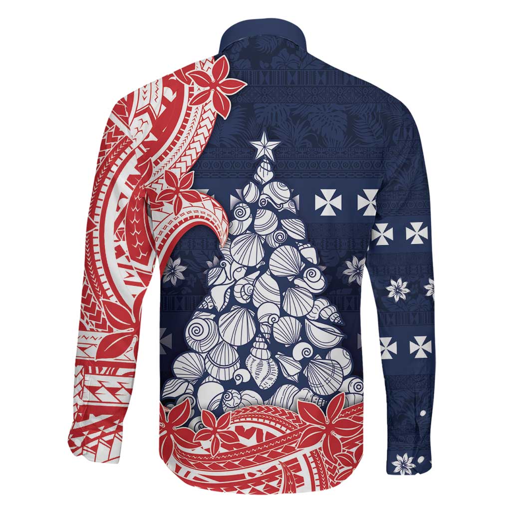 Wallis And Futuna Christmas Family Matching Short Sleeve Bodycon Dress and Hawaiian Shirt Seashell Xmas Tree Tribal Waves DT05 - Polynesian Pride