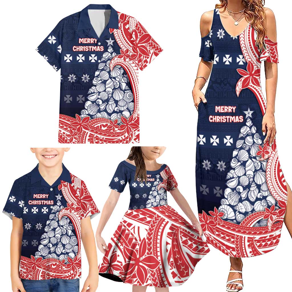 Wallis And Futuna Christmas Family Matching Summer Maxi Dress and Hawaiian Shirt Seashell Xmas Tree Tribal Waves DT05 - Polynesian Pride