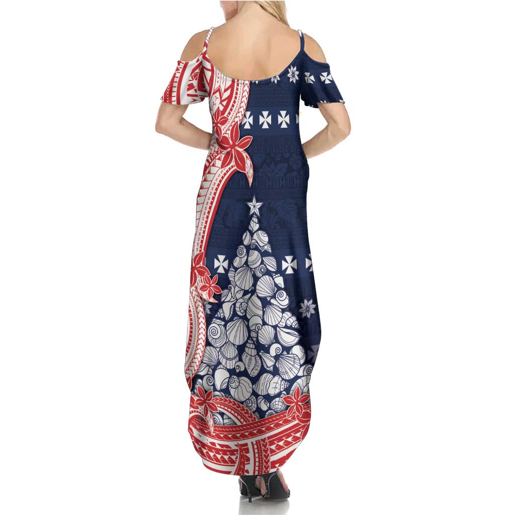 Wallis And Futuna Christmas Family Matching Summer Maxi Dress and Hawaiian Shirt Seashell Xmas Tree Tribal Waves DT05 - Polynesian Pride