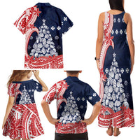 Wallis And Futuna Christmas Family Matching Tank Maxi Dress and Hawaiian Shirt Seashell Xmas Tree Tribal Waves DT05 - Polynesian Pride