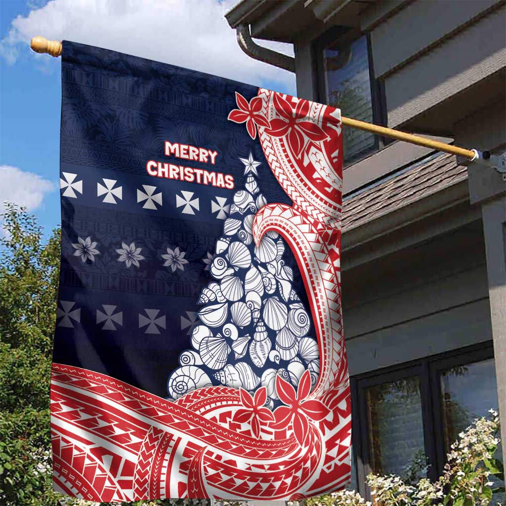 Wallis And Futuna Christmas Garden Flag Seashell Xmas Tree Tribal Waves - Polynesian Pride