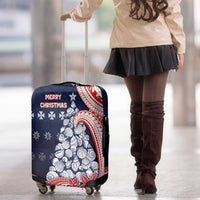 Wallis And Futuna Christmas Luggage Cover Seashell Xmas Tree Tribal Waves - Polynesian Pride