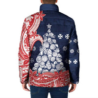 Wallis And Futuna Christmas Padded Jacket Seashell Xmas Tree Tribal Waves DT05 - Polynesian Pride