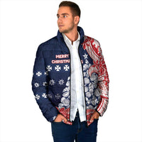 Wallis And Futuna Christmas Padded Jacket Seashell Xmas Tree Tribal Waves DT05 - Polynesian Pride