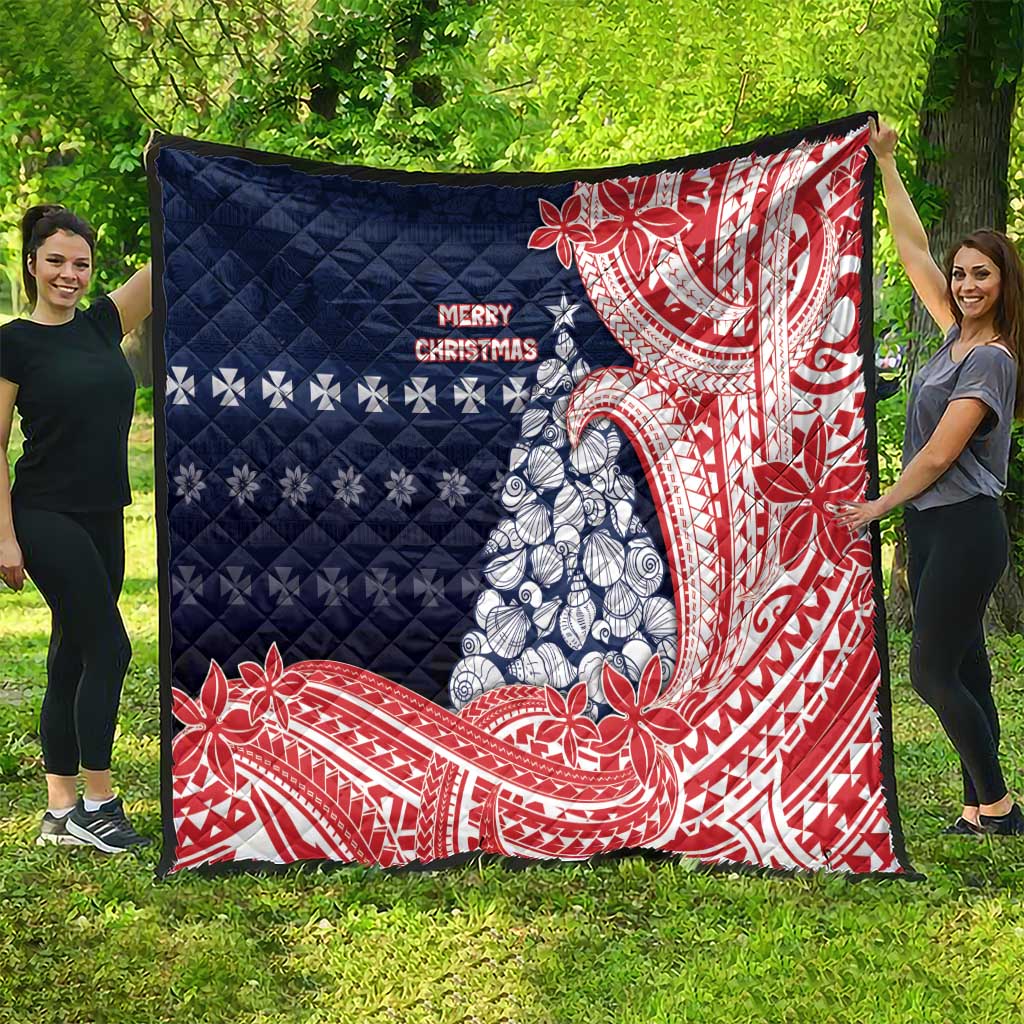 Wallis And Futuna Christmas Quilt Seashell Xmas Tree Tribal Waves DT05 - Polynesian Pride
