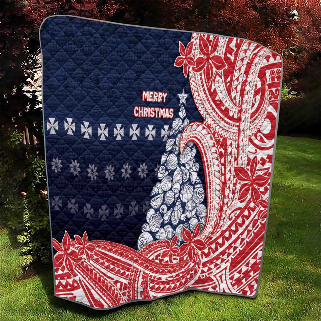 Wallis And Futuna Christmas Quilt Seashell Xmas Tree Tribal Waves DT05 - Polynesian Pride