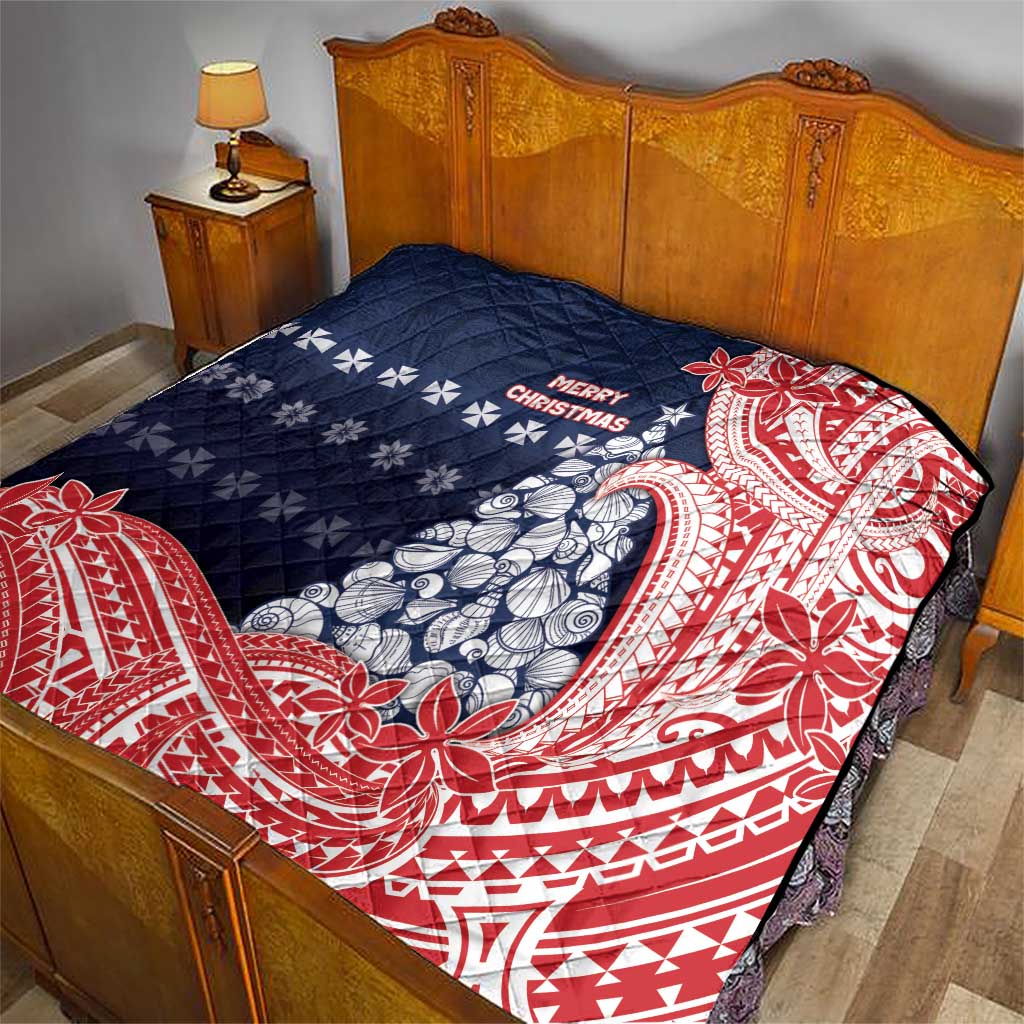 Wallis And Futuna Christmas Quilt Seashell Xmas Tree Tribal Waves DT05 - Polynesian Pride