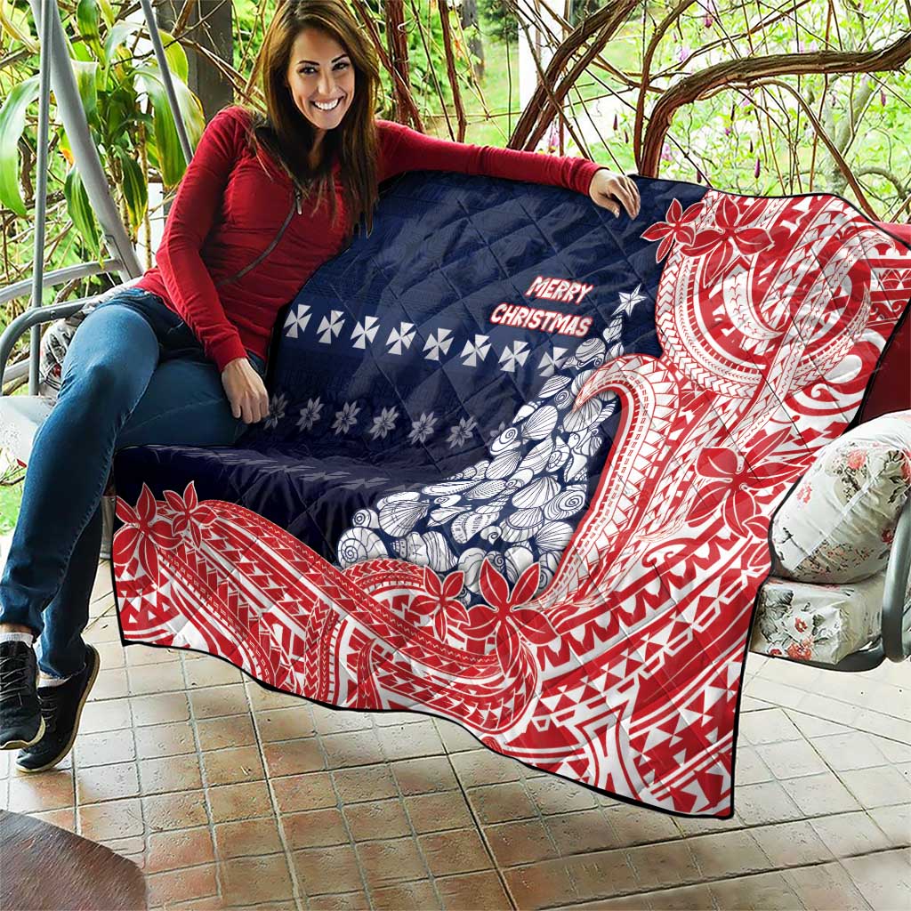 Wallis And Futuna Christmas Quilt Seashell Xmas Tree Tribal Waves DT05 - Polynesian Pride
