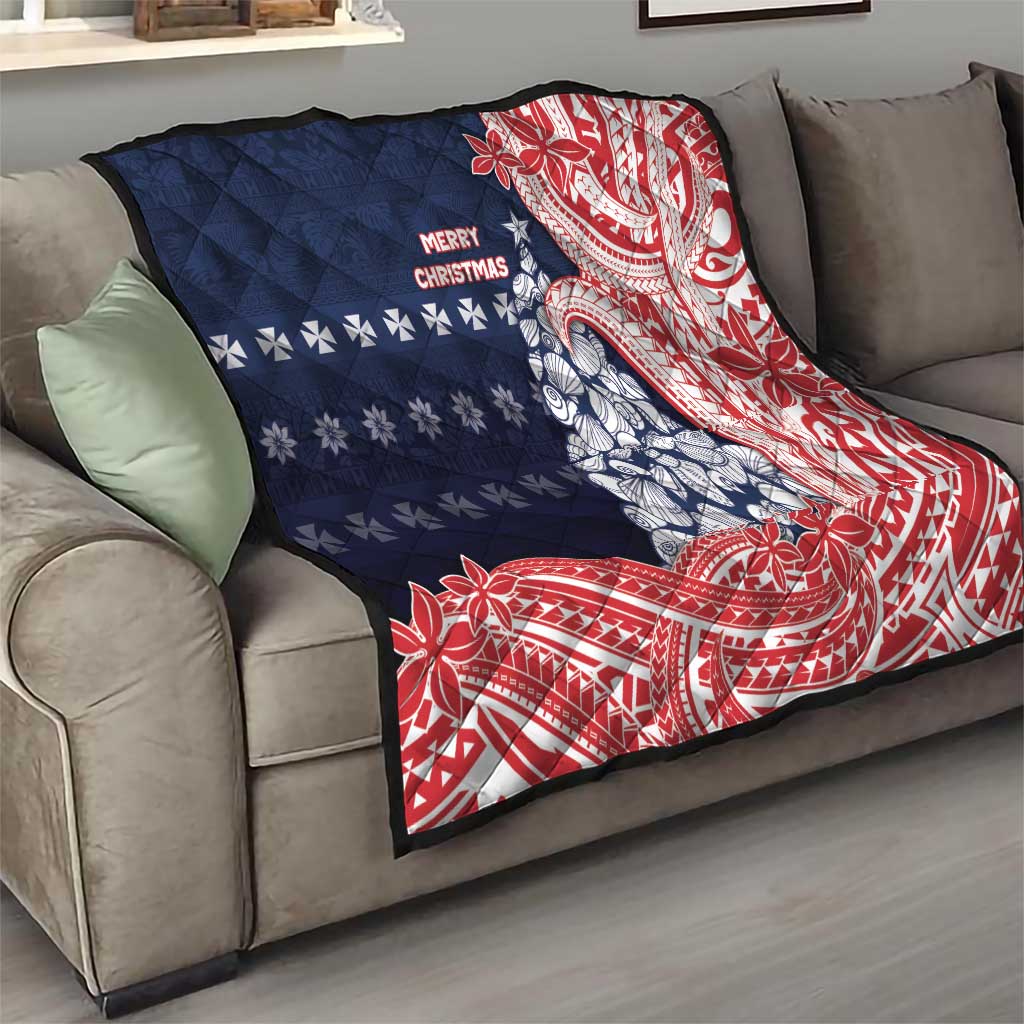 Wallis And Futuna Christmas Quilt Seashell Xmas Tree Tribal Waves DT05 - Polynesian Pride
