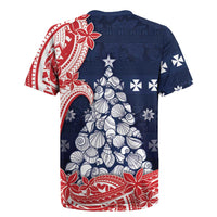 Wallis And Futuna Christmas Rugby Jersey Seashell Xmas Tree Tribal Waves - Polynesian Pride