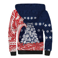 Wallis And Futuna Christmas Sherpa Hoodie Seashell Xmas Tree Tribal Waves DT05 - Polynesian Pride