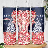 Wallis And Futuna Christmas Skinny Tumbler Seashell Xmas Tree Tribal Waves DT05 - Polynesian Pride
