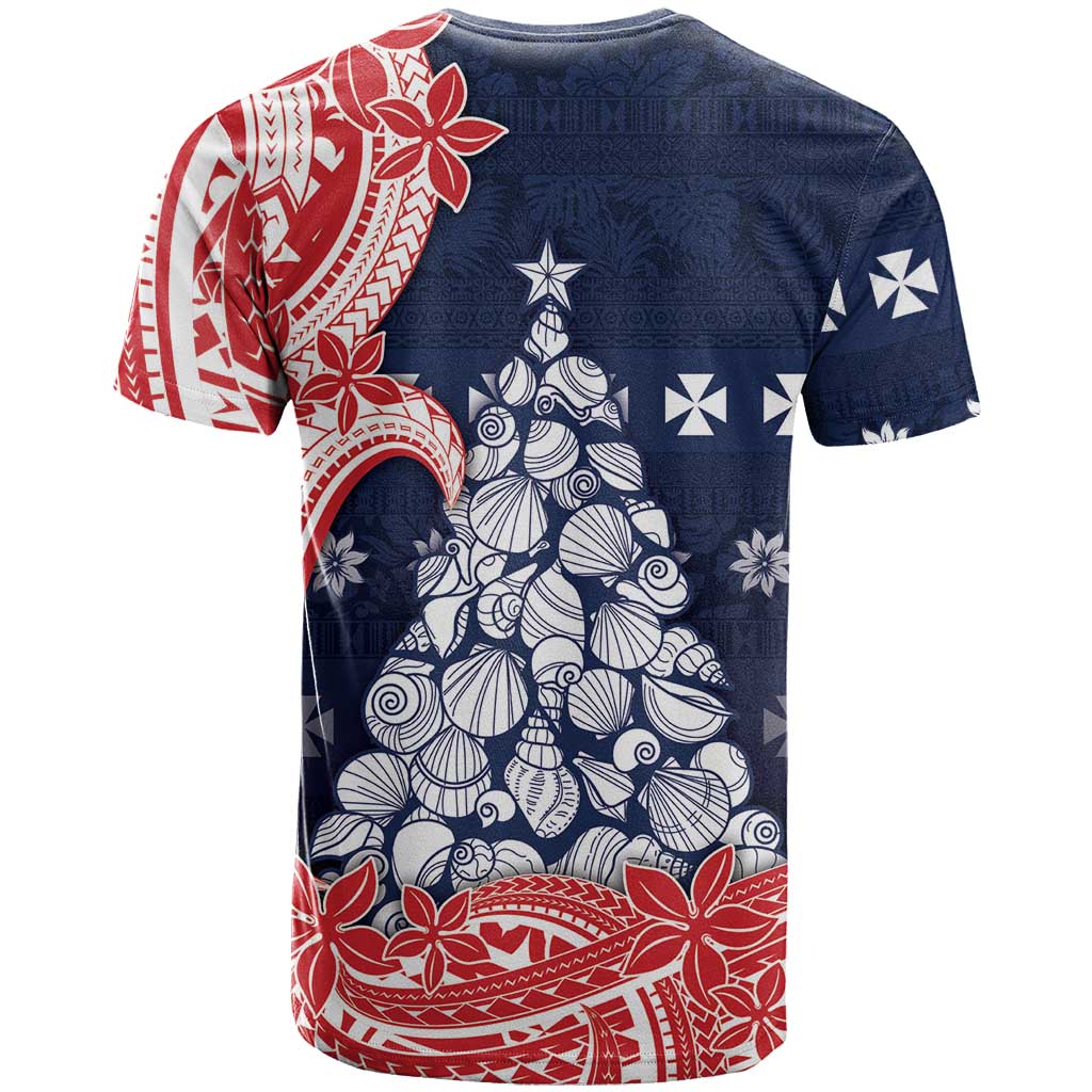 Wallis And Futuna Christmas T Shirt Seashell Xmas Tree Tribal Waves DT05 - Polynesian Pride