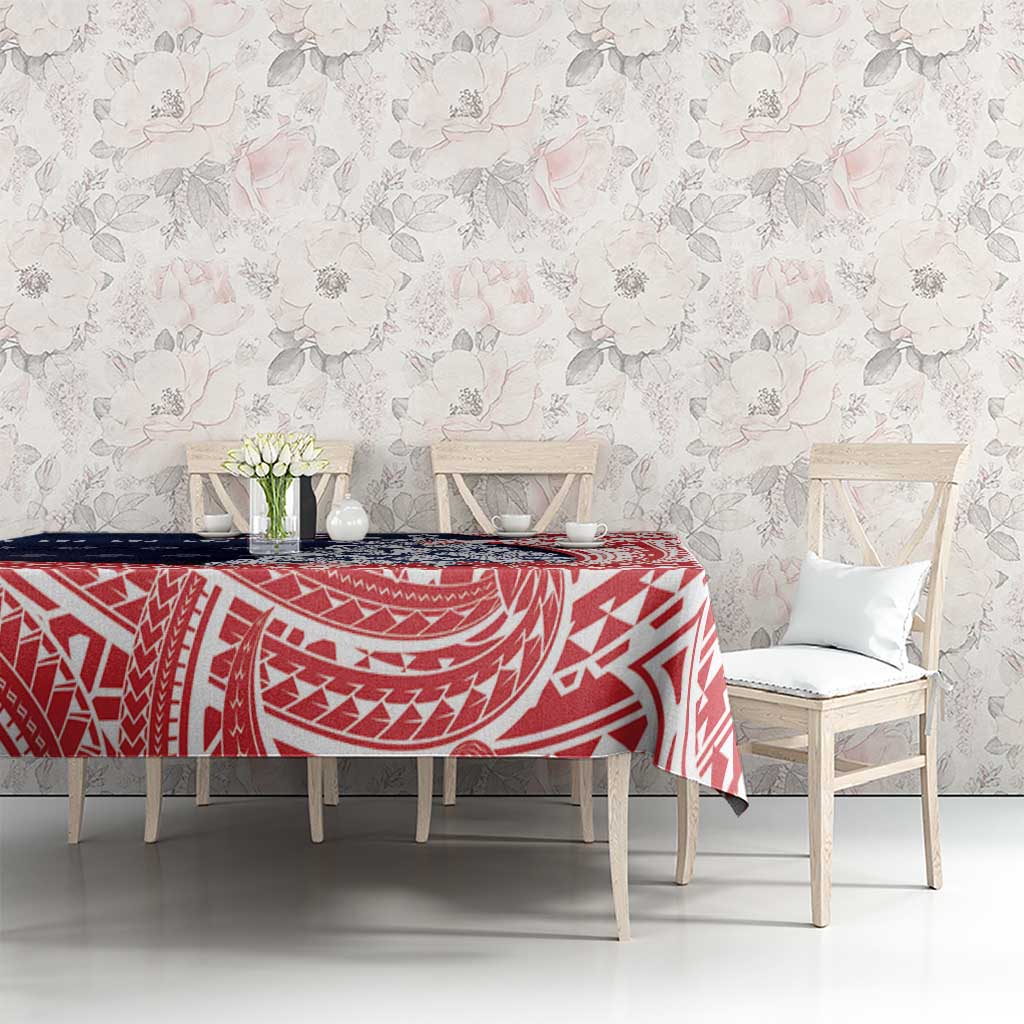 Wallis And Futuna Christmas Tablecloth Seashell Xmas Tree Tribal Waves - Polynesian Pride