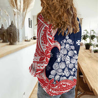 Wallis And Futuna Christmas Women Casual Shirt Seashell Xmas Tree Tribal Waves DT05 - Polynesian Pride