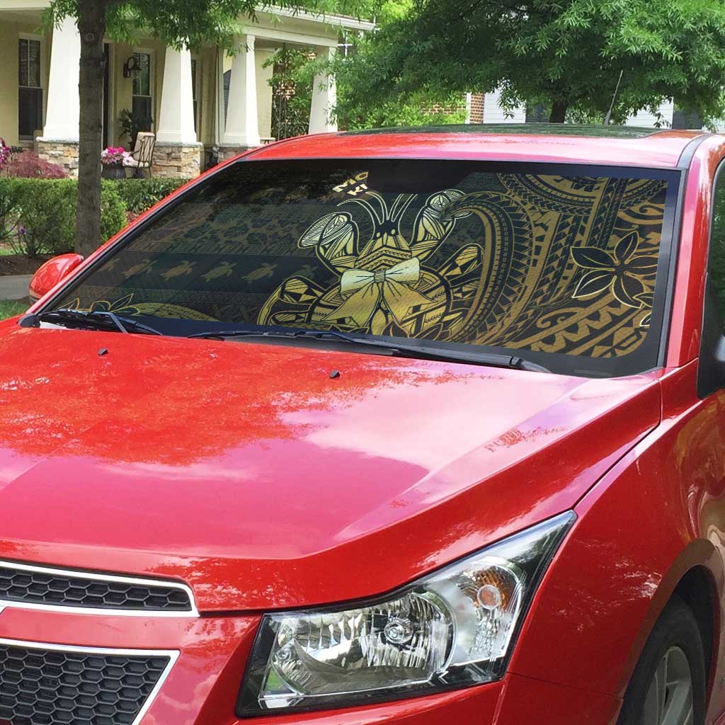 Niue Christmas Auto Sun Shade Niuean Crab Xmas Tribal Waves - Polynesian Pride