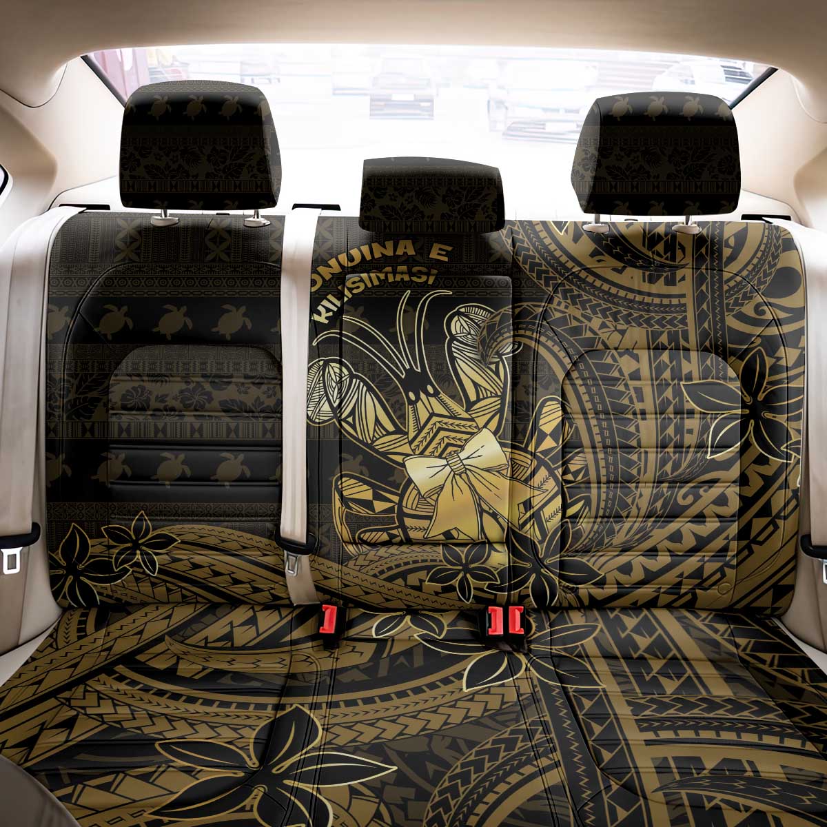 Niue Christmas Back Car Seat Cover Niuean Crab Xmas Tribal Waves DT05 - Polynesian Pride