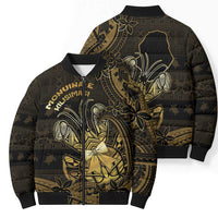 Niue Christmas Bomber Puffer Jacket Niuean Crab Xmas Tribal Waves - Polynesian Pride