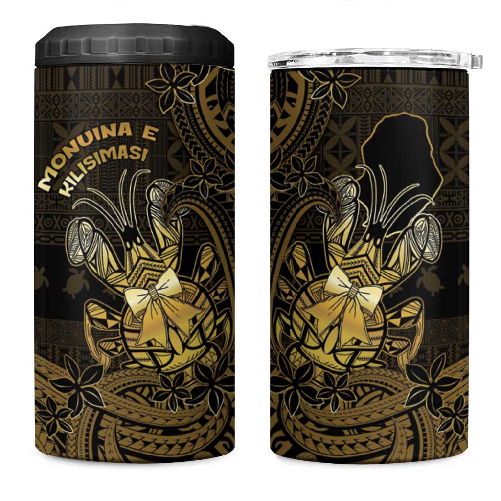 Niue Christmas 4 in 1 Can Cooler Tumbler Niuean Crab Xmas Tribal Waves DT05 One Size: 16 oz Gold - Polynesian Pride