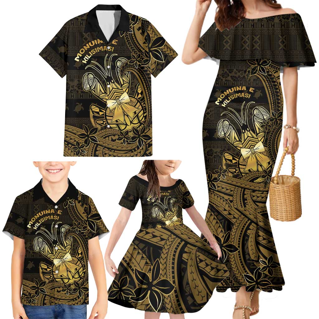 Niue Christmas Family Matching Mermaid Dress and Hawaiian Shirt Niuean Crab Xmas Tribal Waves - Polynesian Pride