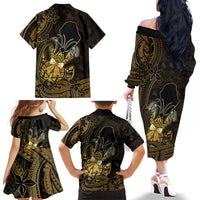 Niue Christmas Family Matching Off The Shoulder Long Sleeve Dress and Hawaiian Shirt Niuean Crab Xmas Tribal Waves DT05 - Polynesian Pride