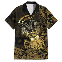 Niue Christmas Family Matching Off The Shoulder Long Sleeve Dress and Hawaiian Shirt Niuean Crab Xmas Tribal Waves DT05 Dad's Shirt - Short Sleeve Gold - Polynesian Pride