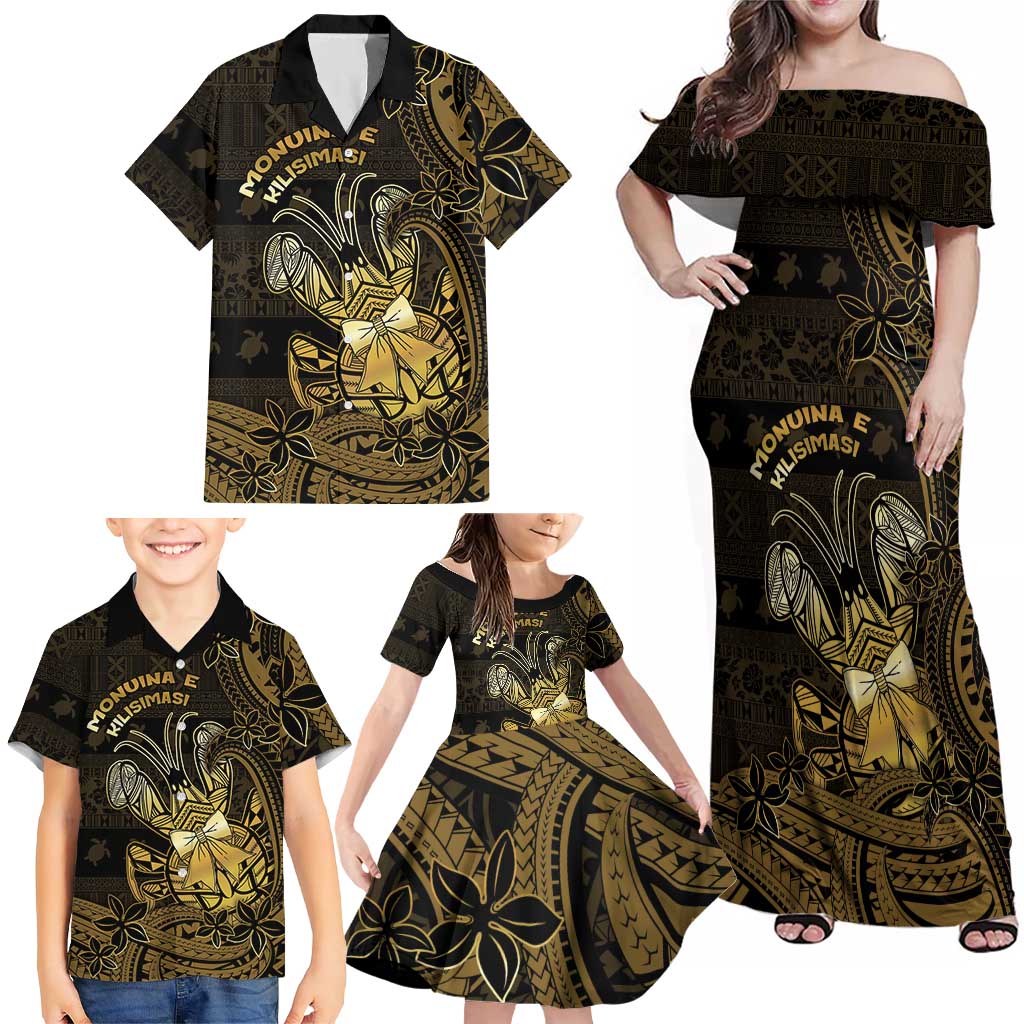 Niue Christmas Family Matching Off Shoulder Maxi Dress and Hawaiian Shirt Niuean Crab Xmas Tribal Waves DT05 - Polynesian Pride