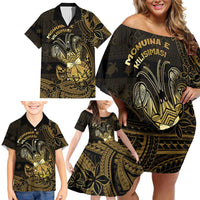 Niue Christmas Family Matching Off Shoulder Short Dress and Hawaiian Shirt Niuean Crab Xmas Tribal Waves DT05 - Polynesian Pride